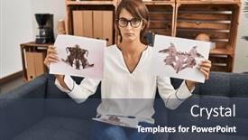  Presentation with test - Slides featuring brunette-woman-working-with-rorschach background and a tawny brown colored foreground