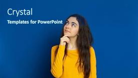  Presentation with blue yellow - PPT theme featuring brunette-young-girl-wearing-yellow background and a ocean colored foreground