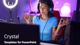  Presentation with video games playing - Theme enhanced with brunette-young-woman-playing-video background and a wine colored foreground