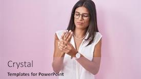  Presentation with inflammation - PPT theme featuring brunette-young-woman-standing-over background and a lemonade colored foreground