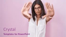  Presentation with frame pink - Presentation theme featuring brunette-young-woman-standing-over background and a lemonade colored foreground