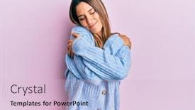  Presentation with self love - Slide deck having brunette-young-woman-wearing-casual background and a lemonade colored foreground