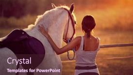  Presentation with nature countryside - Colorful PPT theme enhanced with brunette-young-woman backdrop and a tawny brown colored foreground