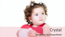  Presentation with floral border over white - Slide deck consisting of bruning - cute toddler girl over white background and a  colored foreground