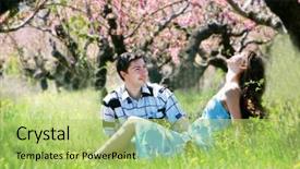  Presentation with country western spring - Slides enhanced with bruning - happy couple in spring garden background and a  colored foreground