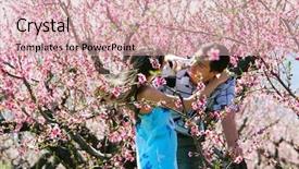  Presentation with movie theater loving couple - Slide deck having bruning - loving couple in spring garden background and a  colored foreground