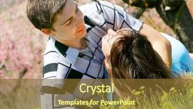  Presentation with green and purple mardi gras - Slides featuring bruning - young man and woman background and a  colored foreground