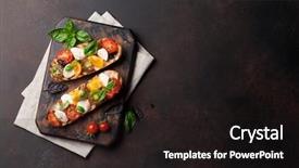  Presentation with cherry - Slide deck with bruschetta with cherry tomatoes mozzarella background and a black colored foreground