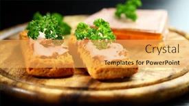 Presentation with food and liver - PPT theme enhanced with bruschetta with liver pate - gourmet food background and a yellow colored foreground