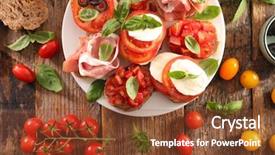  Presentation with tomato - PPT layouts consisting of bruschetta with tomato and basil background and a  colored foreground