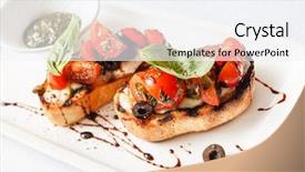  Presentation with phyto essential basil aroma oil - Cool new PPT theme with bruschetta with tomato mozarella backdrop and a sky blue colored foreground