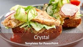  Presentation with snack food - Colorful PPT theme enhanced with bruschetta-with-turkey-in-nut backdrop and a tawny brown colored foreground