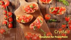  Presentation with tomato - PPT layouts with bruschettas-with-tomato-and-basil background and a tawny brown colored foreground
