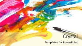  Presentation with paint brush - Cool new presentation theme with brush and abstract paint backdrop and a blonde colored foreground