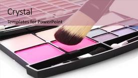 Presentation with brush - PPT theme featuring brush and eye shadows background and a coral colored foreground
