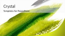  Presentation with paint brush - Amazing slides having brush and paint green scratch backdrop and a white colored foreground
