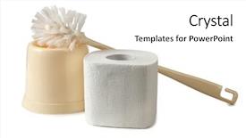  Presentation with toilet - Colorful PPT theme enhanced with brush and roll of paper backdrop and a  colored foreground