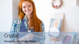  Presentation with hair brush - Amazing PPT layouts having brush and standing in art backdrop and a light blue colored foreground