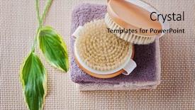  Presentation with body care spa body massage - Audience pleasing slides consisting of brush for dry body massage backdrop and a  colored foreground