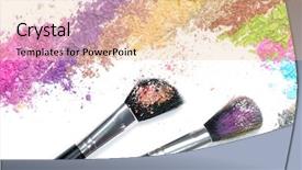  Presentation with brush - Presentation theme having brush on colorful crushed eyeshadow background and a lemonade colored foreground