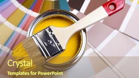  Presentation with paint bucket - PPT theme having brush paint and cans background and a gold colored foreground