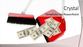  Presentation with brush - Slide deck featuring brush sweeping dollars isolated on the white background and a white colored foreground