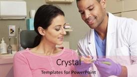  Presentation with odontology teeth - Cool new theme with brush teeth to female patient backdrop and a coral colored foreground