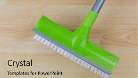  Presentation with floor care and cleaning services - Presentation theme consisting of brush with dryer squeegee sharp background and a mint green colored foreground
