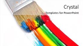  Presentation with paint brush - Audience pleasing PPT theme consisting of brush with paint and brushstrokes backdrop and a white colored foreground