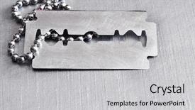  Presentation with razor - Slide deck consisting of brushed silver metal with razor blade background and a light gray colored foreground