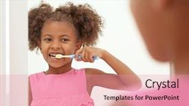  Presentation with african american - Theme featuring brushes - cute african american girl brushing background and a coral colored foreground