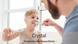  Presentation with father - PPT theme having brushes - photo of father and son background and a lemonade colored foreground