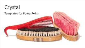  Presentation with horses - Beautiful slides featuring brushes and a comb-hoof backdrop and a white colored foreground
