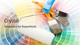  Presentation with paint roller - PPT theme with brushes and paint-roller on a colour guide background and a lemonade colored foreground
