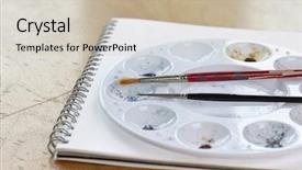  Presentation with blush brushes lip gloss - Amazing slides having brushes and palette on sketchbook backdrop and a soft green colored foreground