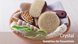  Presentation with body care spa body massage - Slide set featuring brushes for dry body massage background and a  colored foreground