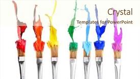  Presentation with rainbow paint - Colorful presentation design enhanced with brushes with rainbow splashes backdrop and a cream colored foreground