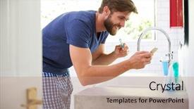  Presentation with teeth - Colorful presentation design enhanced with brushing teeth and using mobile backdrop and a coral colored foreground