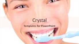  Presentation with toothpaste - PPT layouts consisting of brushing teeth closeup of woman brushing her teeth with toothpaste and a manual toothbrush beautiful mixed race asian caucasian model background and a lemonade colored foreground