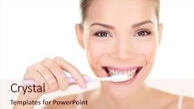  Presentation with teen mom cap and gown holding a baby - Presentation enhanced with brushing teeth holding toothbrush dental background and a lemonade colored foreground