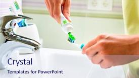  Presentation with toothpaste - Colorful slide deck enhanced with brushing teeth toothbrush and toothpaste backdrop and a sky blue colored foreground