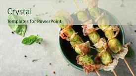  Presentation with brussel - Beautiful slides featuring brussel sprouts with bacon backdrop and a soft green colored foreground