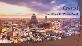  Presentation with brussels - Cool new PPT theme with brussels-belgium-cityscape-at-palais backdrop and a teal colored foreground