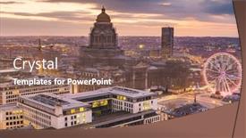  Presentation with brussels - Slide set enhanced with brussels-belgium-cityscape-at-palais background and a violet colored foreground