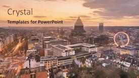  Presentation with brussels - Beautiful slide set featuring brussels-belgium-cityscape-at-palais backdrop and a coral colored foreground