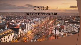  Presentation with brussels - Presentation theme enhanced with brussels-belgium-cityscape-over-boulevard background and a coral colored foreground