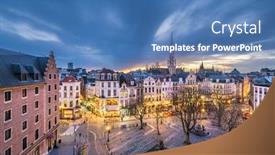  Presentation with town hall - Cool new PPT layouts with brussels-belgium-plaza-and-skyline backdrop and a teal colored foreground