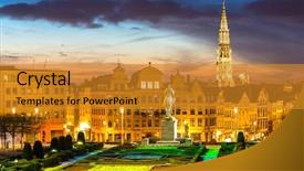  Presentation with belgium - Colorful theme enhanced with brussels cityscape from monts des arts at dusk belgium backdrop and a gold colored foreground