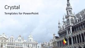  Presentation with brussels - Cool new slides with brussels grand place backdrop and a sky blue colored foreground