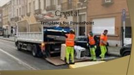  Presentation with garbage truck - Beautiful slide set featuring brussels-laeken-belgium-febuary-9 backdrop and a coral colored foreground